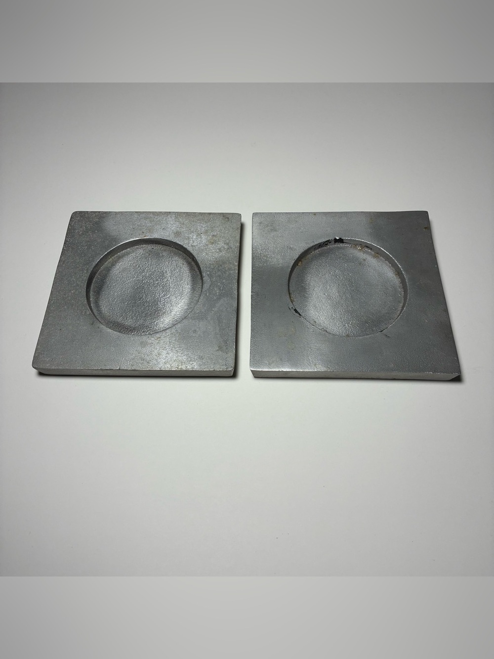 Set of 2 Unbranded Silver Plated Decorative Square Shape Candle Holders -India-
